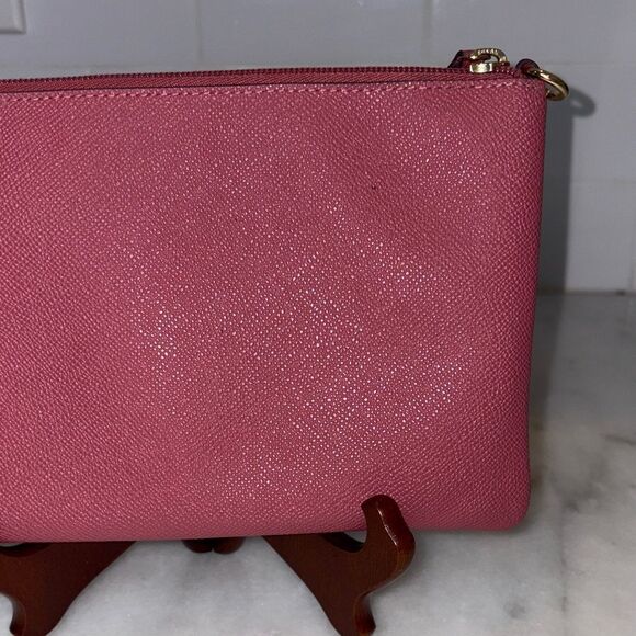 Coach Bag Purse Wristlet Leather Story Patch Saffiano Pink Large Clutch - Picture 6 of 15